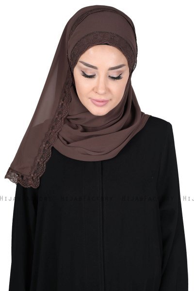 Carin - Brown Practical Chiffon Hijab
