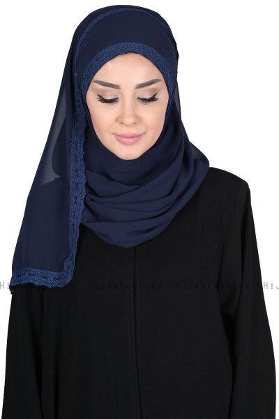 Carin - Navy Blue Practical Chiffon Hijab