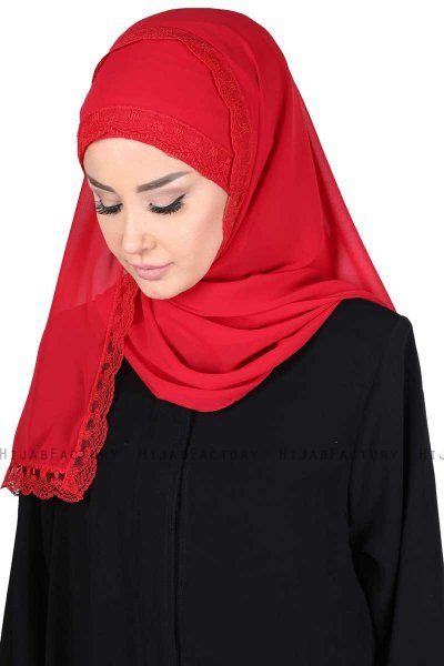 Carin - Red Practical Chiffon Hijab