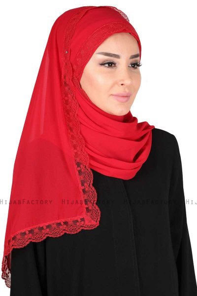 Carin - Red Practical Chiffon Hijab