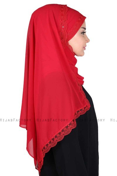 Carin - Red Practical Chiffon Hijab