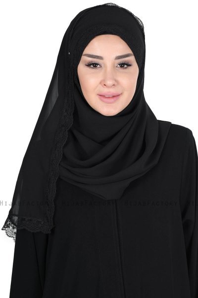 Carin - Black Practical Chiffon Hijab
