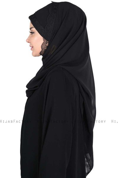 Carin - Black Practical Chiffon Hijab