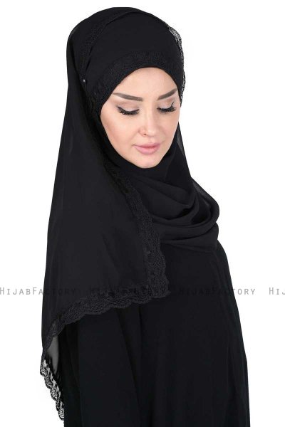 Carin - Black Practical Chiffon Hijab