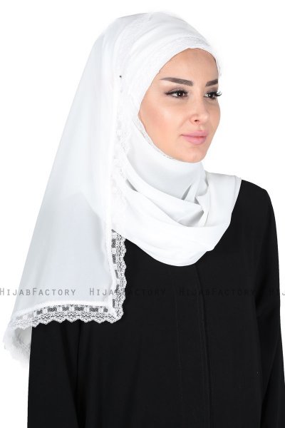 Carin - White Practical Chiffon Hijab