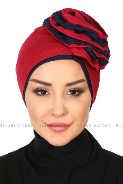 Clara - Bordeaux & Navy Blue Cotton Turban