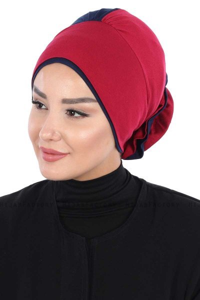 Clara - Bordeaux & Navy Blue Cotton Turban