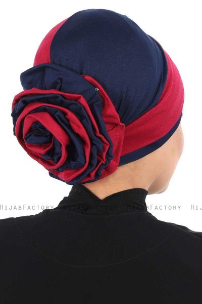 Clara - Bordeaux & Navy Blue Cotton Turban
