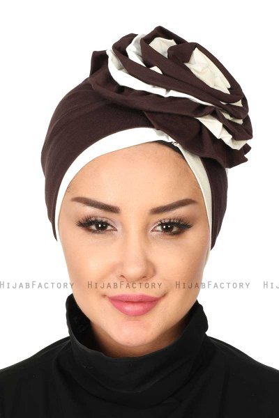 Clara - Brown & Creme Cotton Turban