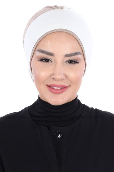 Clara - Creme & Taupe Cotton Turban