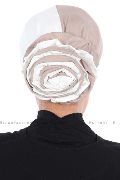 Clara - Creme & Taupe Cotton Turban
