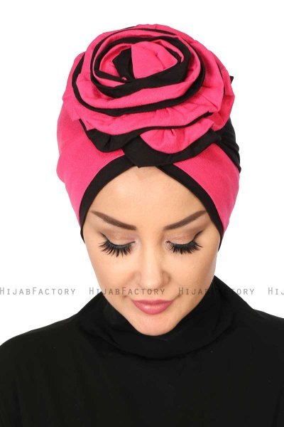 Clara - Fuchsia & Black Cotton Turban