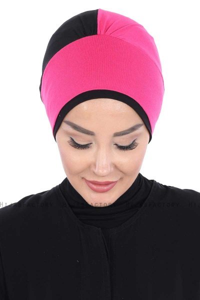 Clara - Fuchsia & Black Cotton Turban