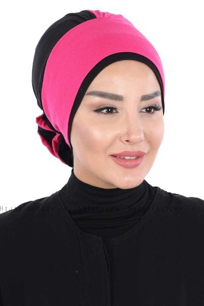 Clara - Fuchsia & Black Cotton Turban