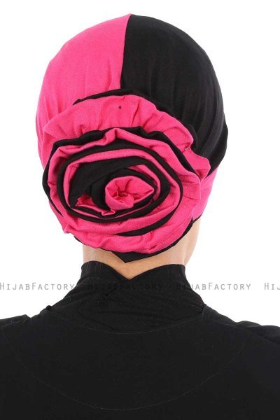 Clara - Fuchsia & Black Cotton Turban