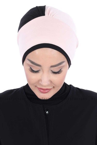 Clara - Dusty Pink & Black Cotton Turban
