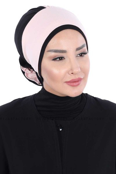 Clara - Dusty Pink & Black Cotton Turban
