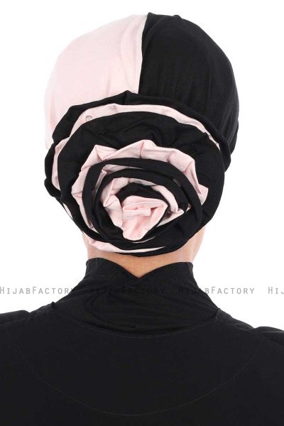 Clara - Dusty Pink & Black Cotton Turban