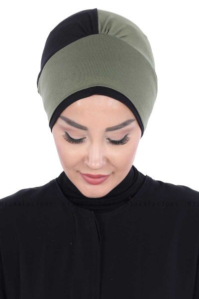 Clara - Khaki & Black Cotton Turban