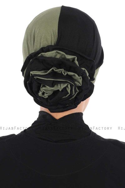 Clara - Khaki & Black Cotton Turban