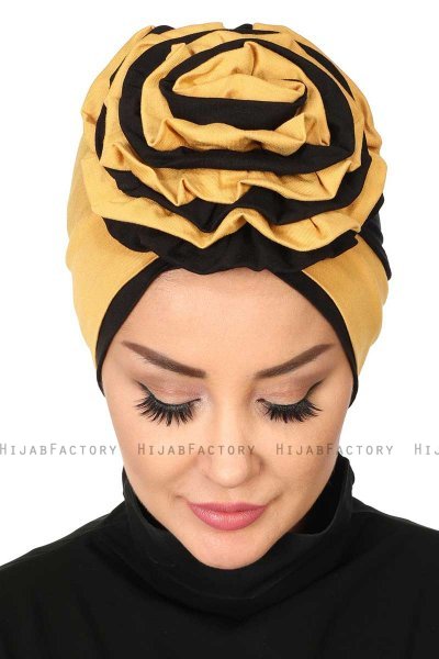 Clara - Mustard & Black Cotton Turban
