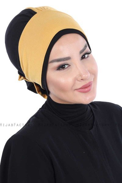 Clara - Mustard & Black Cotton Turban