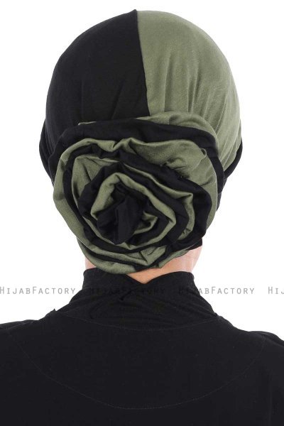 Clara - Black & Khaki Cotton Turban