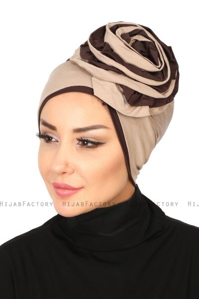Clara - Taupe & Brown Cotton Turban