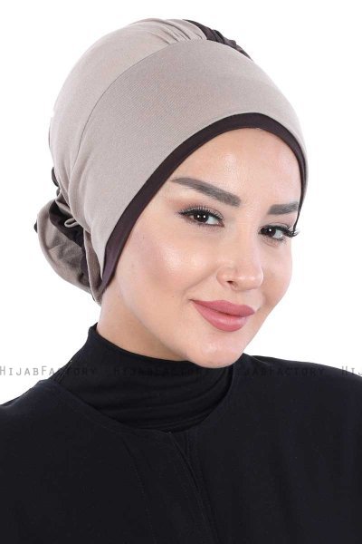 Clara - Taupe & Brown Cotton Turban