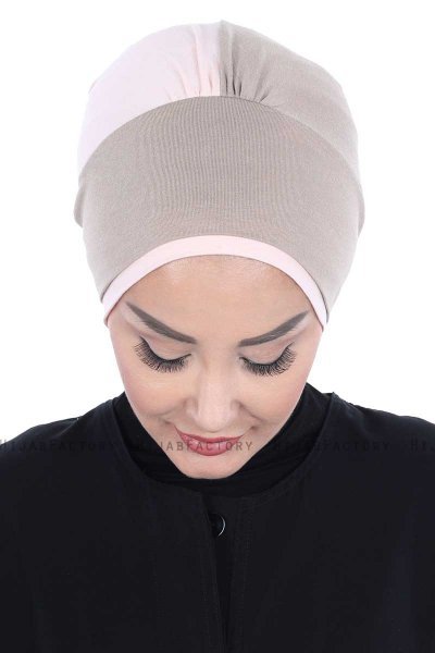 Clara - Taupe & Dusty Pink Cotton Turban