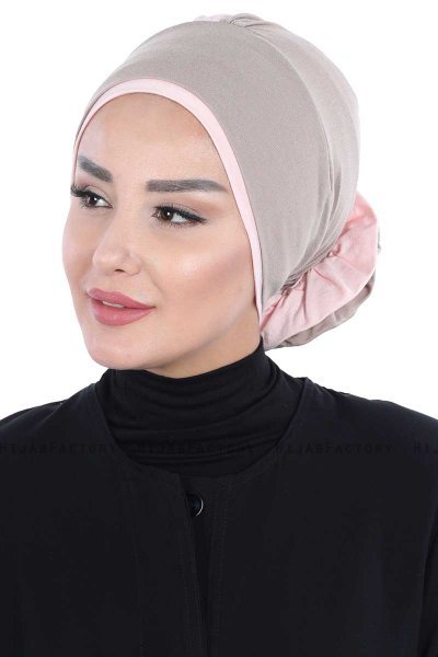 Clara - Taupe & Dusty Pink Cotton Turban
