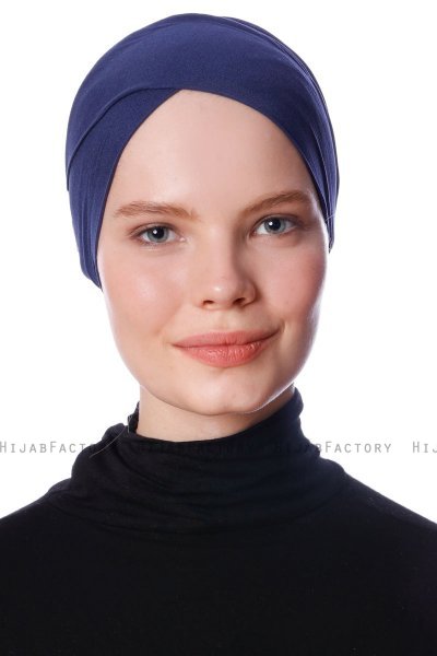 Defne - Navy Blue Parizien Underscarf - Ecardin