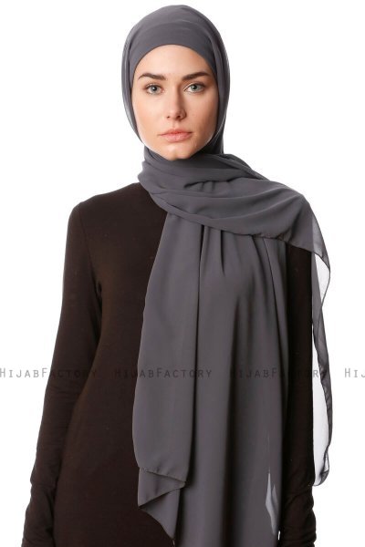 Derya - Anthracite Practical Chiffon Hijab