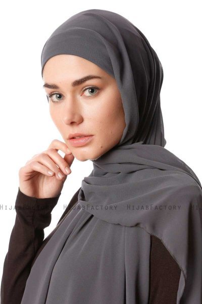 Derya - Anthracite Practical Chiffon Hijab
