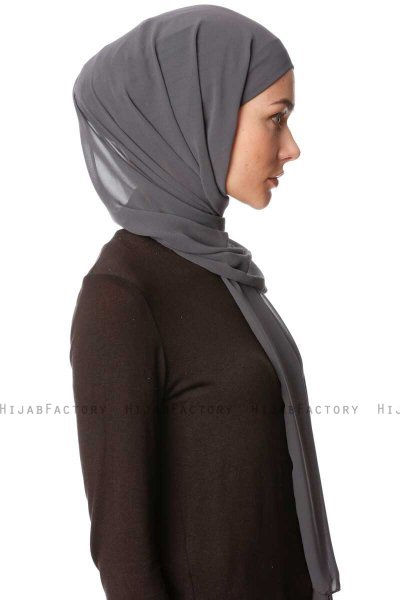 Derya - Anthracite Practical Chiffon Hijab