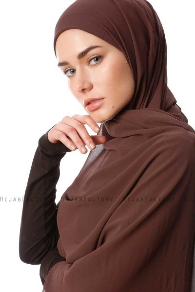 Derya - Brown Practical Chiffon Hijab