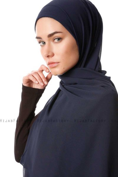 Derya - Dark Navy Blue Practical Chiffon Hijab