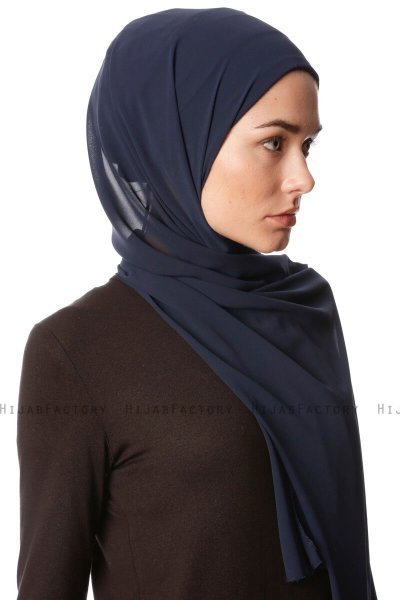 Derya - Dark Navy Blue Practical Chiffon Hijab