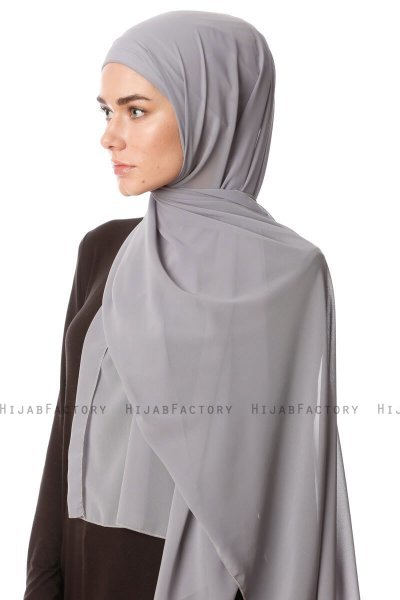 Derya - Dark Grey Practical Chiffon Hijab