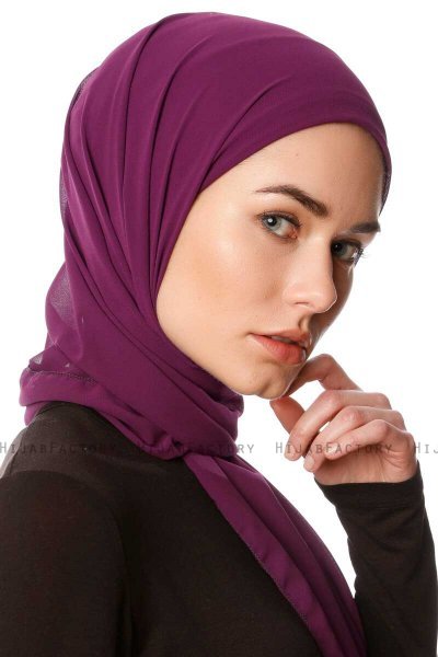 Derya - Dark Purple Practical Chiffon Hijab