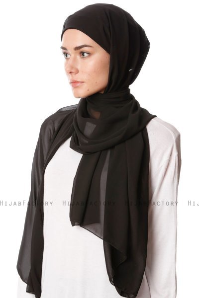 Derya - Black Practical Chiffon Hijab