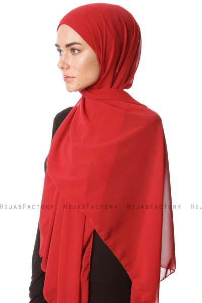 Derya - Maroon Practical Chiffon Hijab