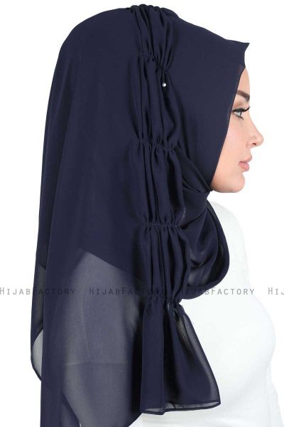 Disa - Navy Blue Practical Chiffon Hijab