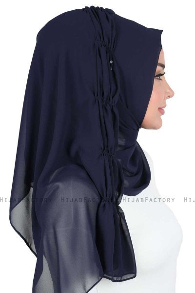 Disa - Navy Blue Practical Chiffon Hijab