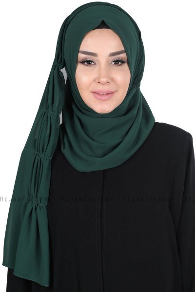Disa - Dark Green Practical Chiffon Hijab