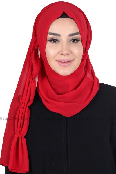Disa - Red Practical Chiffon Hijab