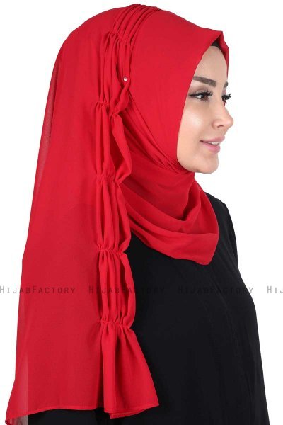 Disa - Red Practical Chiffon Hijab