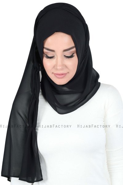 Disa - Black Practical Chiffon Hijab