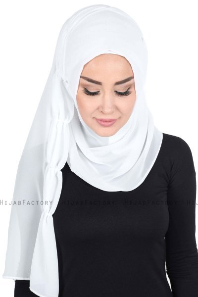 Disa - White Practical Chiffon Hijab