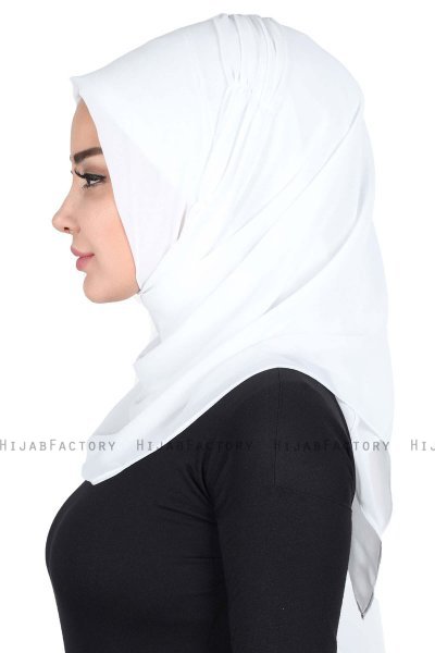 Disa - White Practical Chiffon Hijab